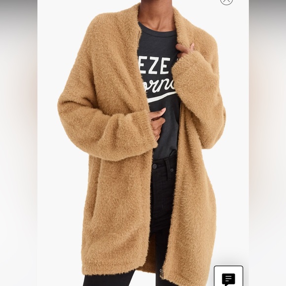 NWOT J CREW POINT SUR FUZZY CARDIGAN LT BLUE MEDIUM OVERSIZED ZIP UP JACKET - Picture 5 of 13